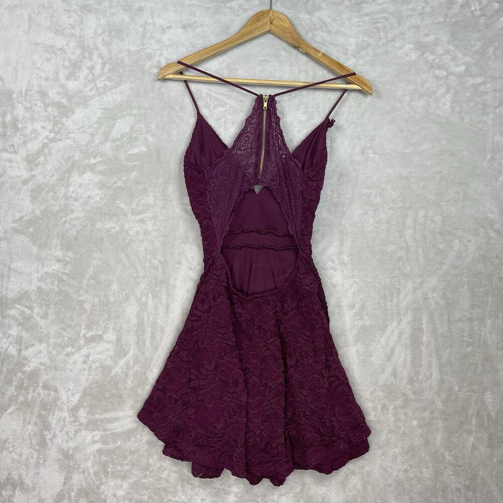 Honey & Rosie Plum Lace Glitter Cocktail Dress S Elena Gilbert Vampire Diaries - Picture 4 of 14